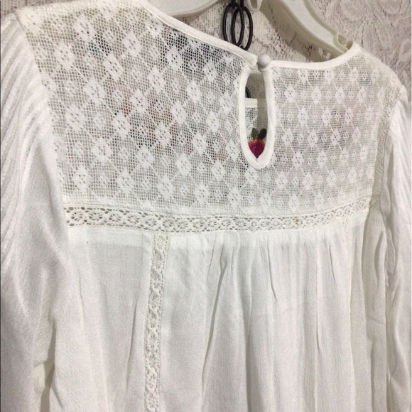 NWT SUGARLIPS Bohemian Flowing Embroidered Lacy Off White Dress Size XS - Picture 8 of 16